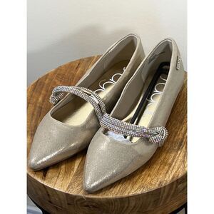Gold Sugar Lingo Flats with Stones Size 7